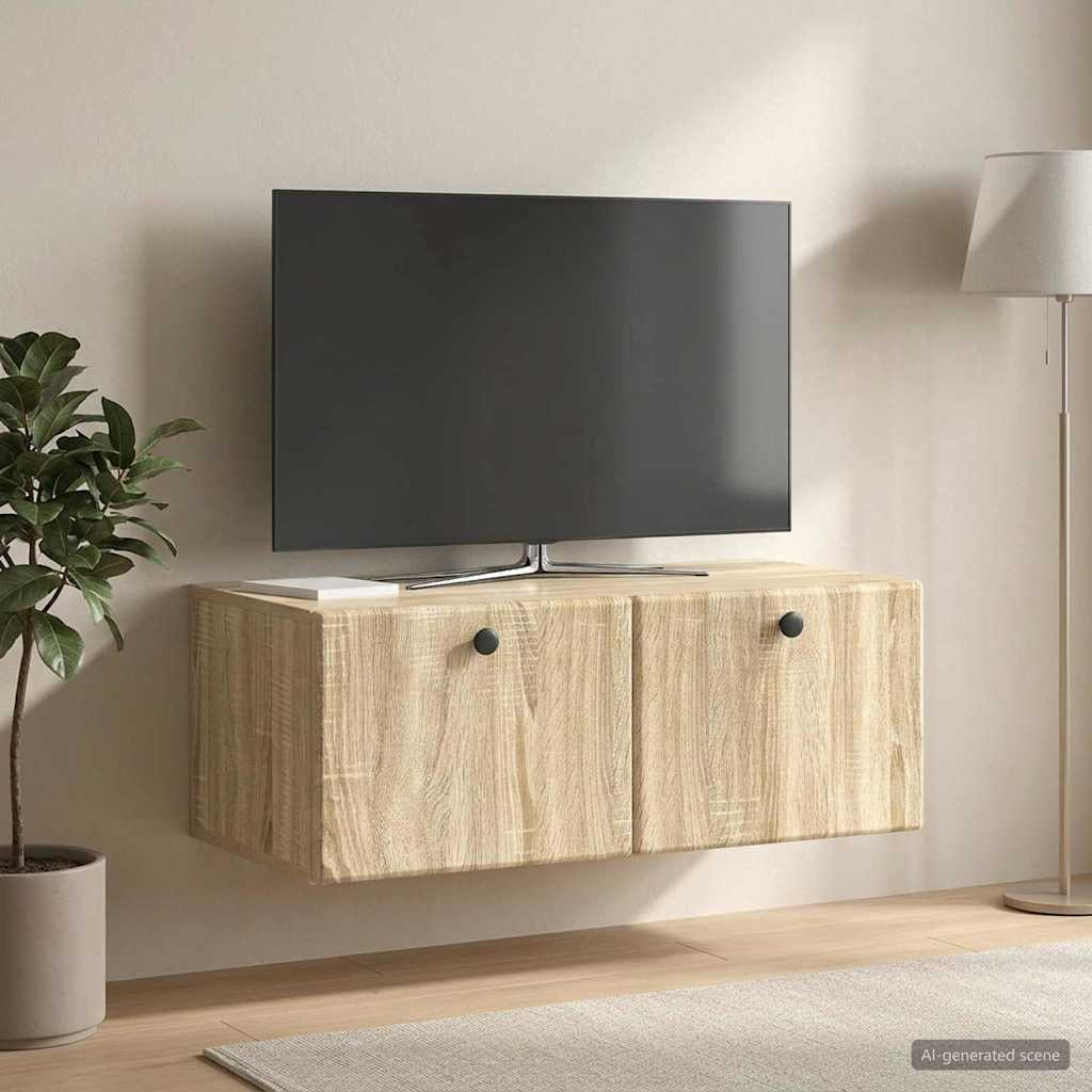 Nástěnná Tv Skříň 78,5 X 41 X 30 Cm Dub Sonoma Kompozitní Dřevo