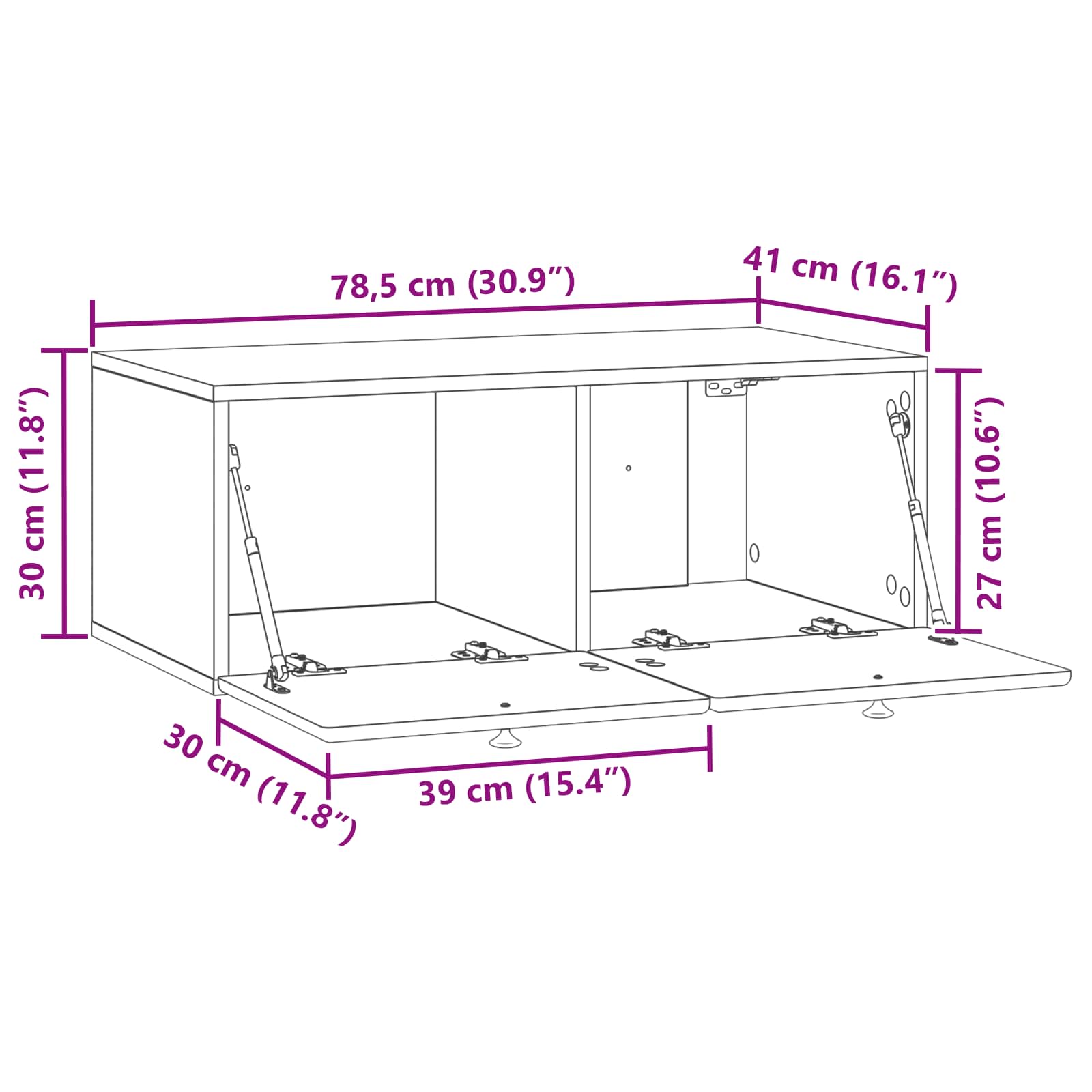 Nástěnná Tv Skříň 78,5 X 41 X 30 Cm Dub Sonoma Kompozitní Dřevo