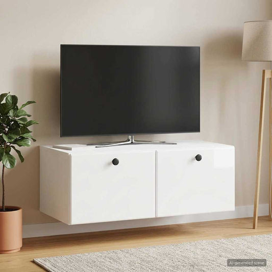 Nástěnná Tv Skříň 78,5 X 41 X 30 Cm Bílá S Vysokým Leskem