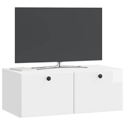 Nástěnná Tv Skříň 78,5 X 41 X 30 Cm Bílá S Vysokým Leskem