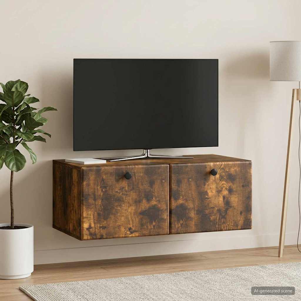 Nástěnná Tv Skříň 78,5 X 41 X 30 Cm Kouřový Dub