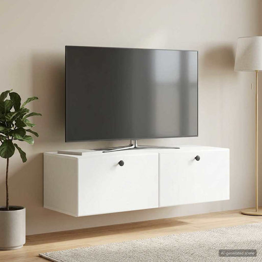 Nástěnná Tv Skříň 98 X 41 X 30 Cm Bílá Kompozitní Dřevo
