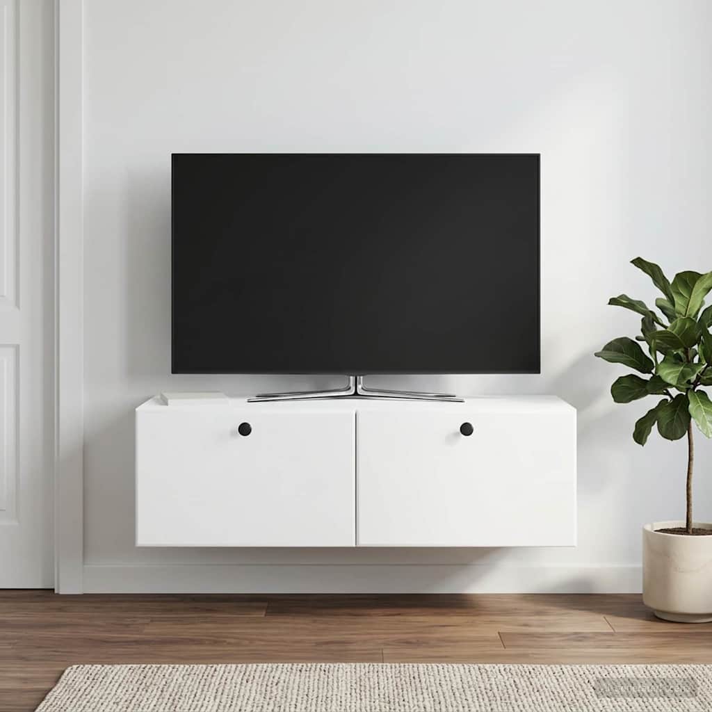 Nástěnná Tv Skříň 98 X 41 X 30 Cm Bílá Kompozitní Dřevo