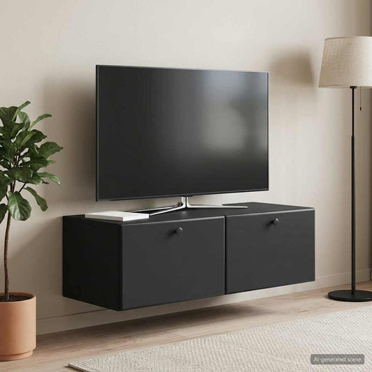 Nástěnná Tv Skříň 98 X 41 X 30 Cm Černá Kompozitní Dřevo