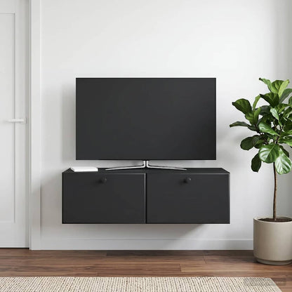 Nástěnná Tv Skříň 98 X 41 X 30 Cm Černá Kompozitní Dřevo