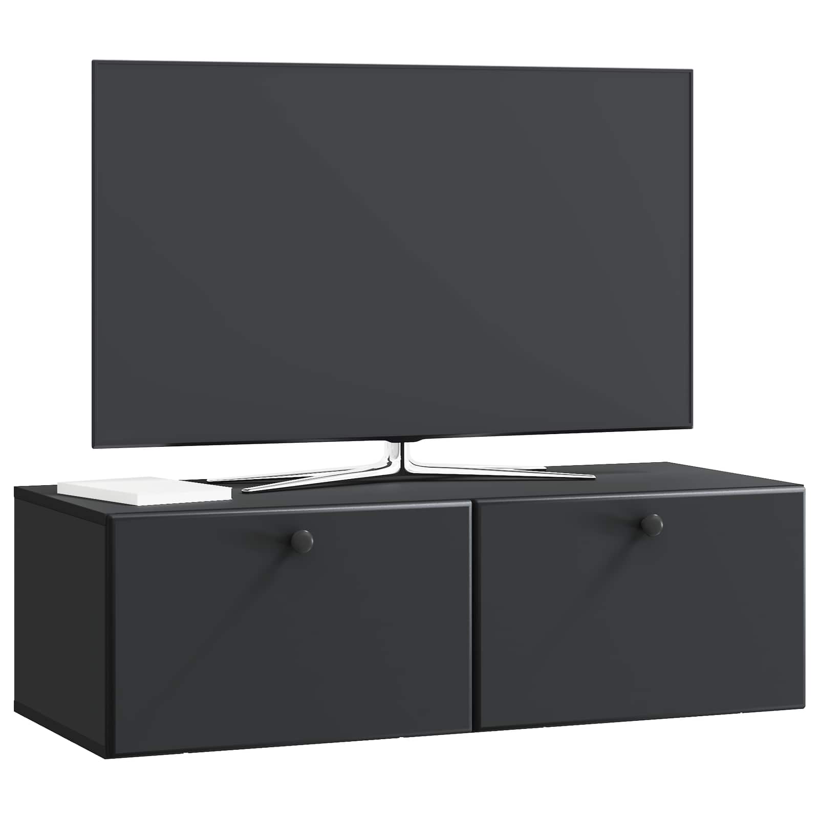 Nástěnná Tv Skříň 98 X 41 X 30 Cm Černá Kompozitní Dřevo