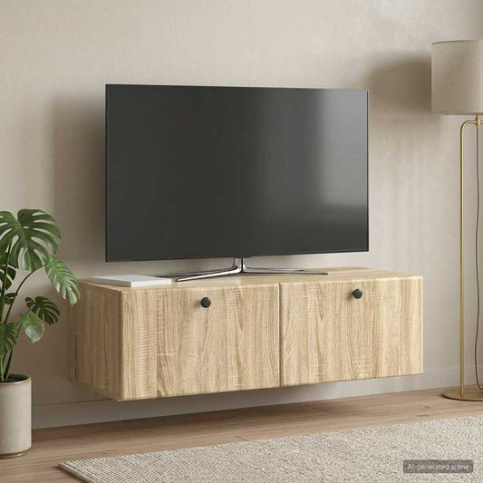 Nástěnná Tv Skříň 98 X 41 X 30 Cm Dub Sonoma Kompozitní Dřevo