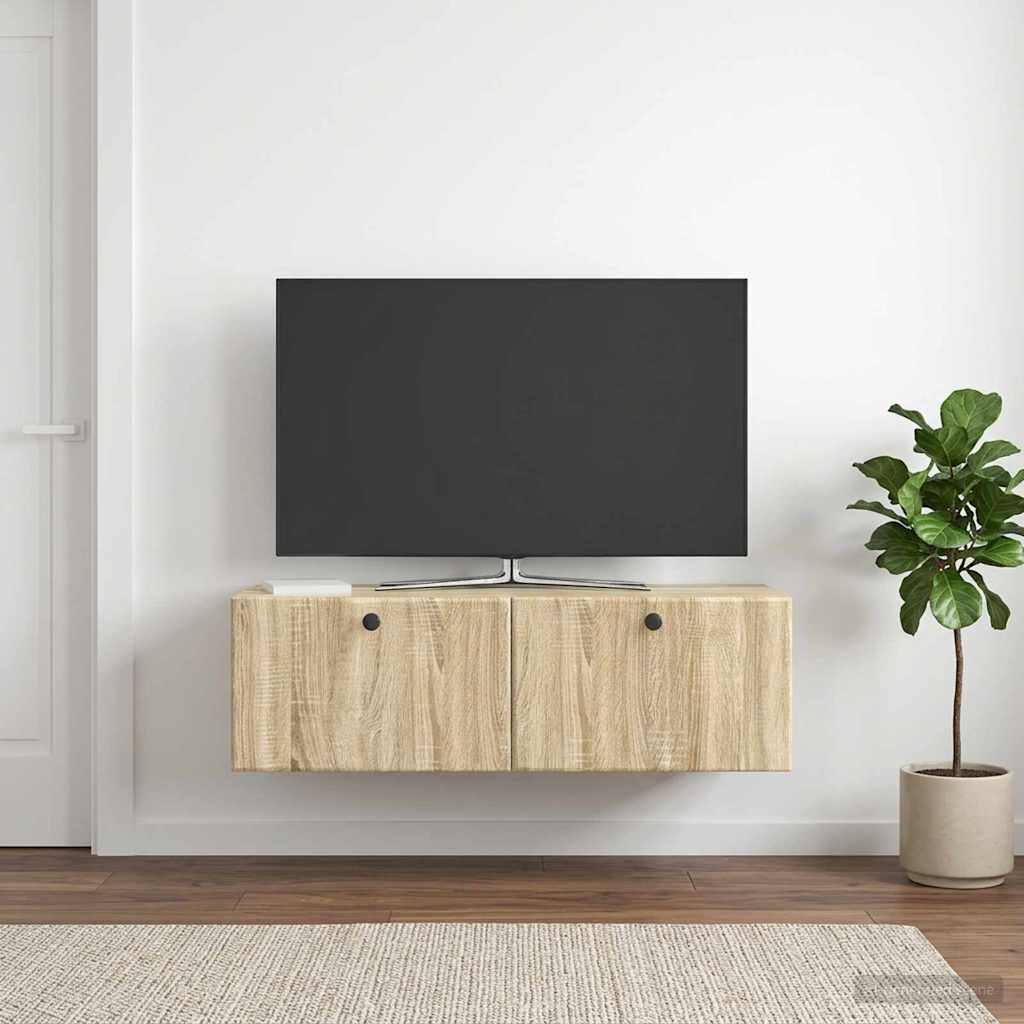 Nástěnná Tv Skříň 98 X 41 X 30 Cm Dub Sonoma Kompozitní Dřevo
