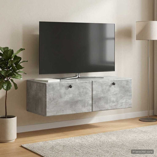 Nástěnná Tv Skříň 98 X 41 X 30 Cm Betonově Šedá