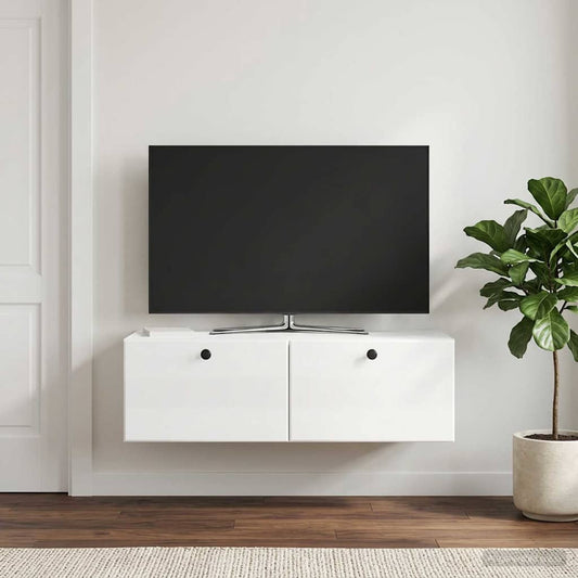Nástěnná Tv Skříň 98 X 41 X 30 Cm Bílá S Vysokým Leskem