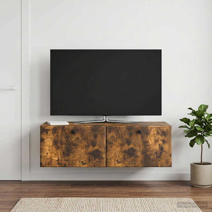 Nástěnná Tv Skříň 98 X 41 X 30 Cm Kouřový Dub Kompozitní Dřevo