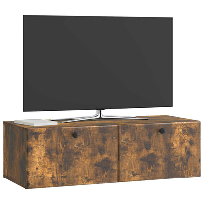 Nástěnná Tv Skříň 98 X 41 X 30 Cm Kouřový Dub Kompozitní Dřevo