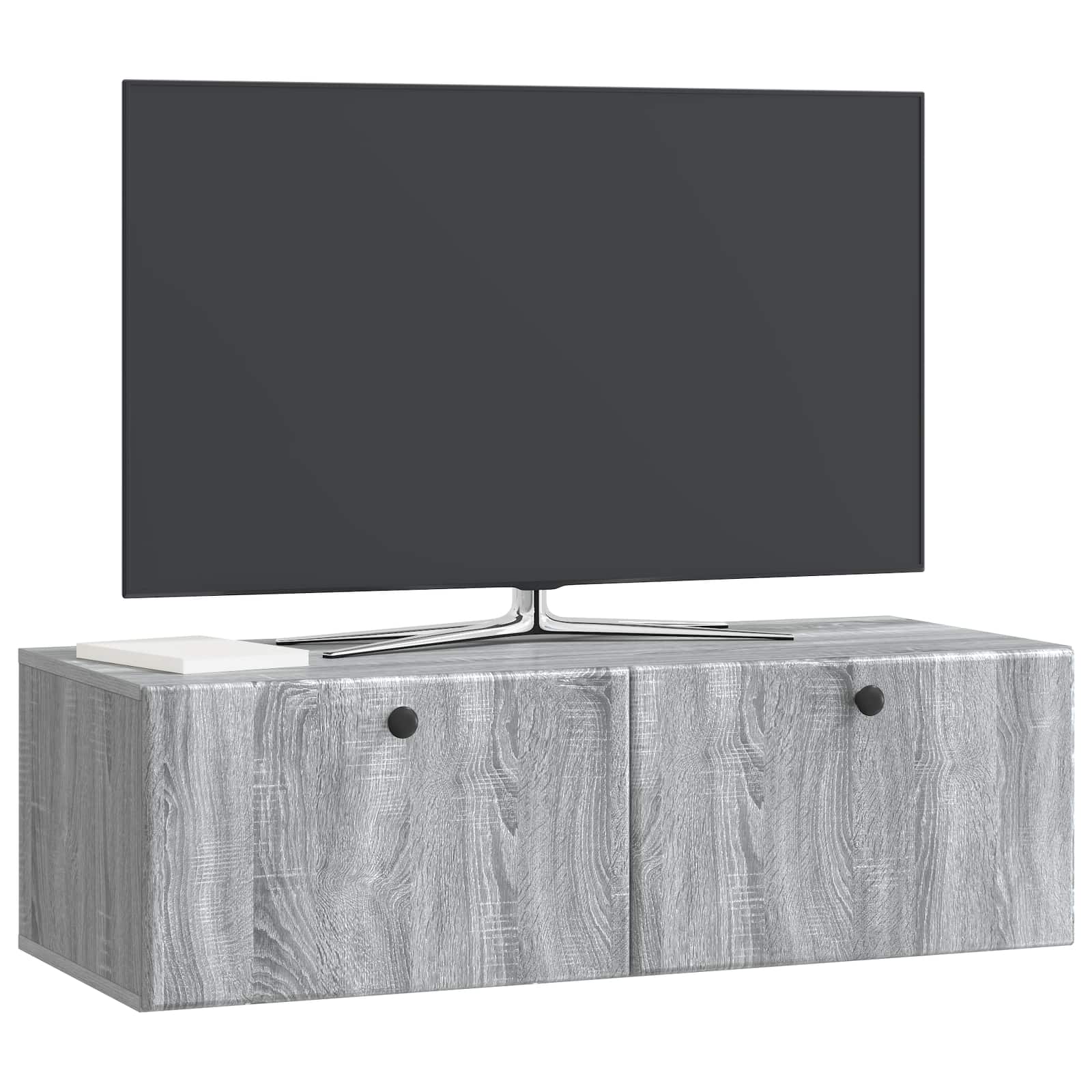 Nástěnná Tv Skříň 98 X 41 X 30 Cm Šedý Sonoma Kompozitní Dřevo