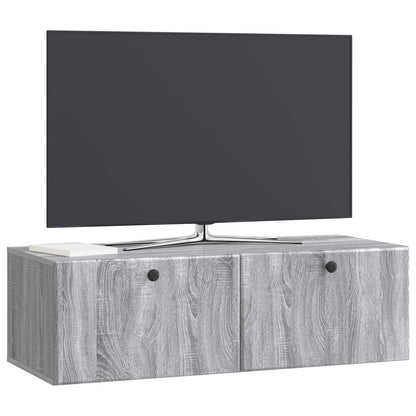 Nástěnná Tv Skříň 98 X 41 X 30 Cm Šedý Sonoma Kompozitní Dřevo