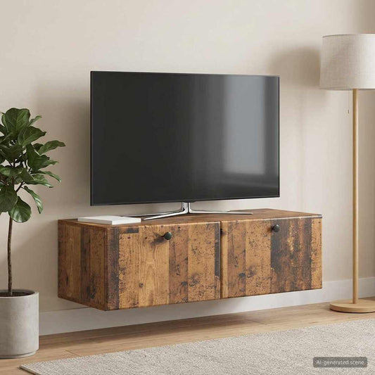 Nástěnná Tv Skříň 98 X 41 X 30 Cm Staré Dřevo Kompozitní Dřevo