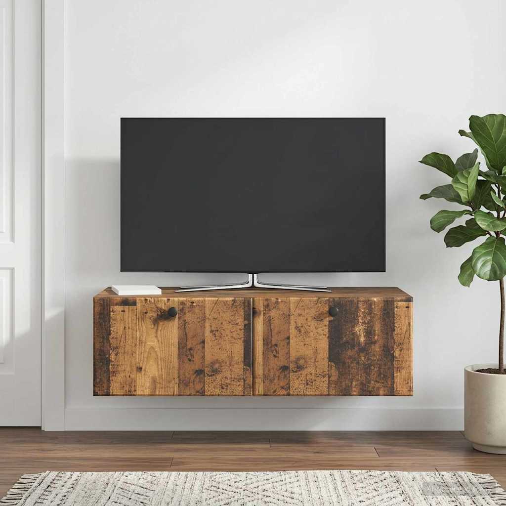 Nástěnná Tv Skříň 98 X 41 X 30 Cm Staré Dřevo Kompozitní Dřevo