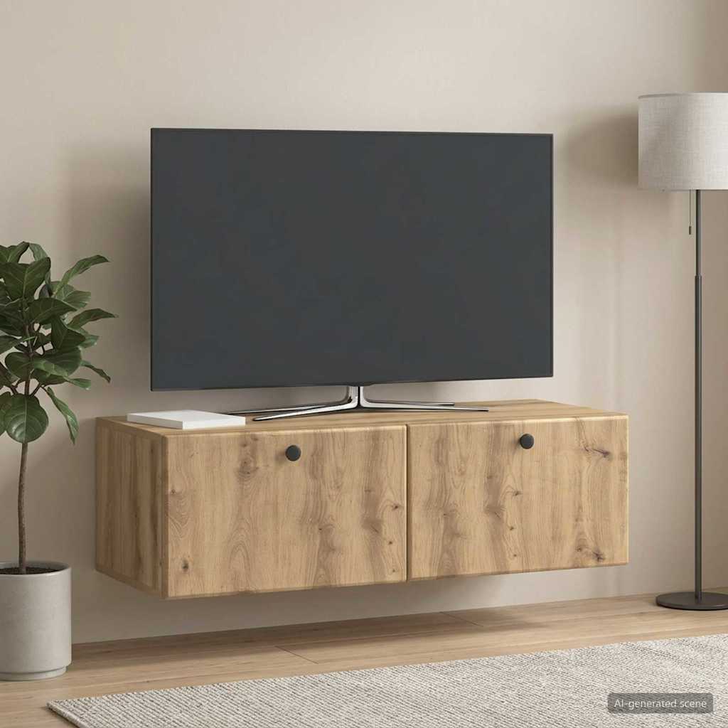 Nástěnná Tv Skříň 98 X 41 X 30 Cm Dub Artisan Kompozitní Dřevo