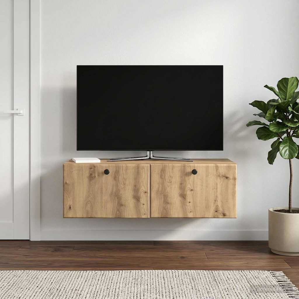 Nástěnná Tv Skříň 98 X 41 X 30 Cm Dub Artisan Kompozitní Dřevo