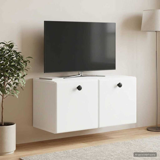 Nástěnná Tv Skříň 59,5 X 31 X 30 Cm Bílá Kompozitní Dřevo
