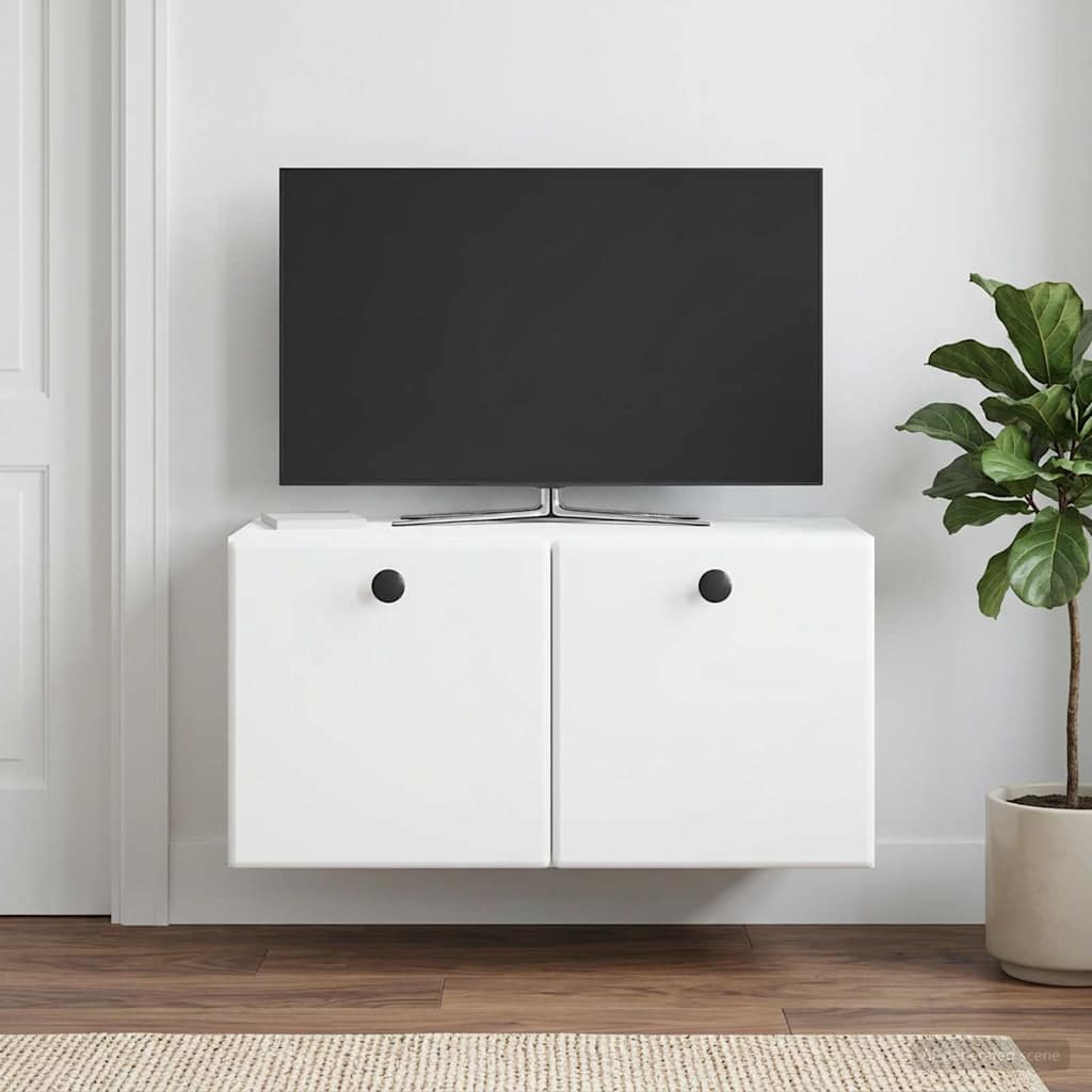 Nástěnná Tv Skříň 59,5 X 31 X 30 Cm Bílá Kompozitní Dřevo