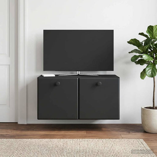 Nástěnná Tv Skříň 59,5 X 31 X 30 Cm Černá Kompozitní Dřevo