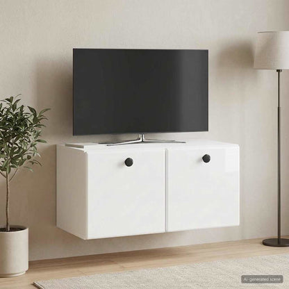 Nástěnná Tv Skříň 59,5 X 31 X 30 Cm Bílá S Vysokým Leskem