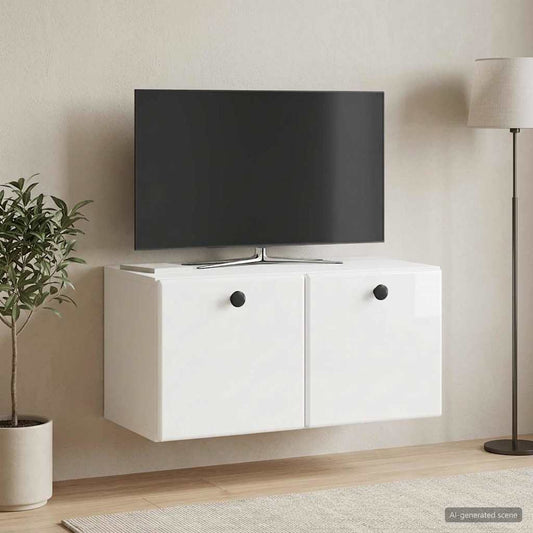 Nástěnná Tv Skříň 59,5 X 31 X 30 Cm Bílá S Vysokým Leskem