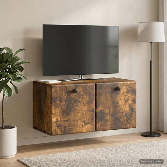 Nástěnná Tv Skříň 59,5 X 31 X 30 Cm Kouřový Dub