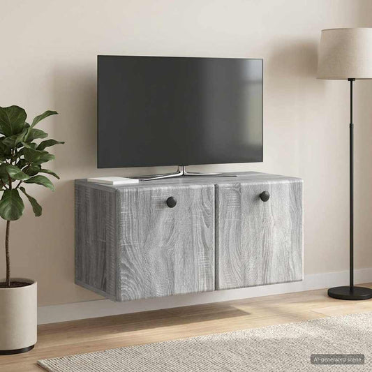 Nástěnná Tv Skříň 59,5 X 31 X 30 Cm Šedý Sonoma