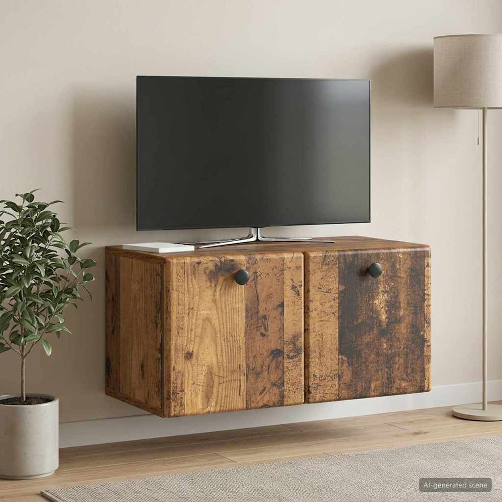 Nástěnná Tv Skříň 59,5 X 31 X 30 Cm Staré Dřevo
