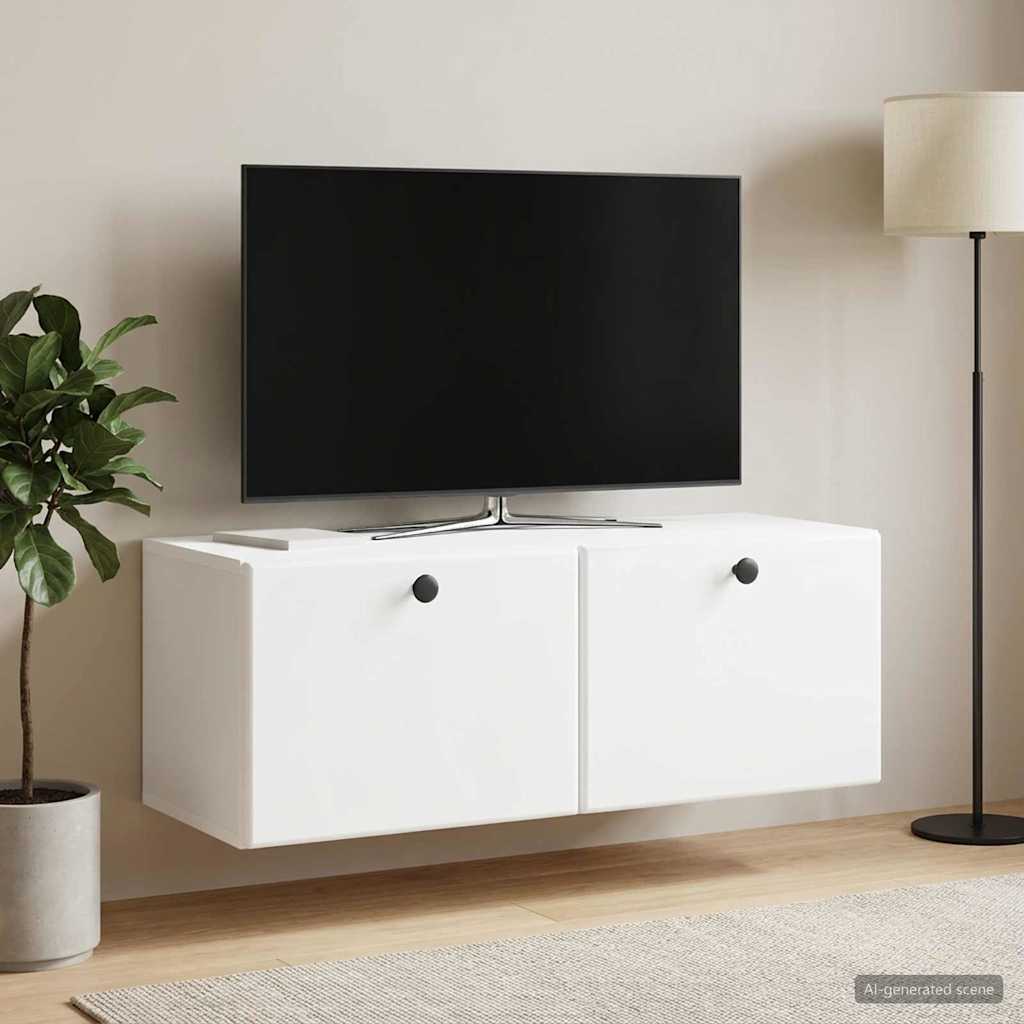 Nástěnná Tv Skříň 78,5 X 31 X 30 Cm Bílá Kompozitní Dřevo
