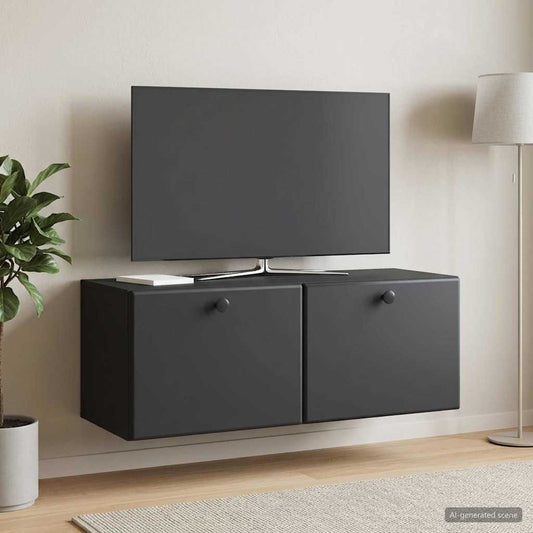 Nástěnná Tv Skříň 78,5 X 31 X 30 Cm Černá Kompozitní Dřevo