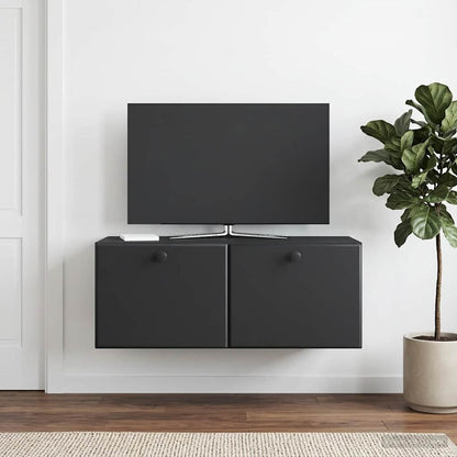 Nástěnná Tv Skříň 78,5 X 31 X 30 Cm Černá Kompozitní Dřevo