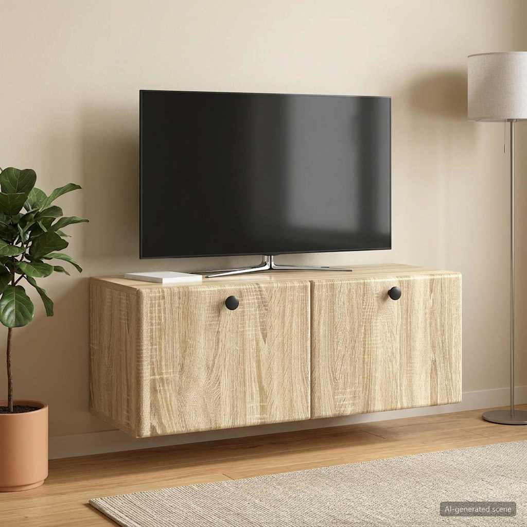 Nástěnná Tv Skříň 78,5 X 31 X 30 Cm Dub Sonoma Kompozitní Dřevo