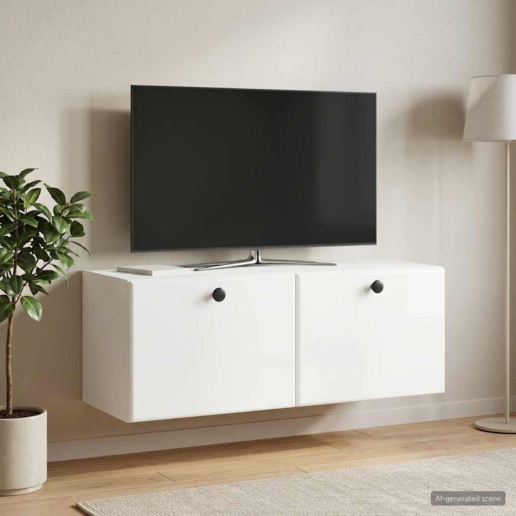 Nástěnná Tv Skříň 78,5 X 31 X 30 Cm Bílá S Vysokým Leskem