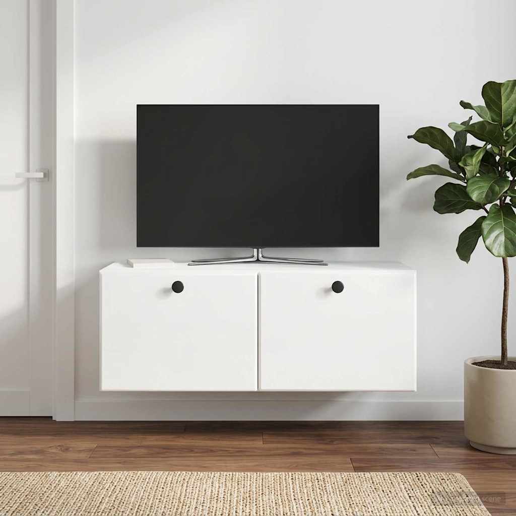 Nástěnná Tv Skříň 78,5 X 31 X 30 Cm Bílá S Vysokým Leskem