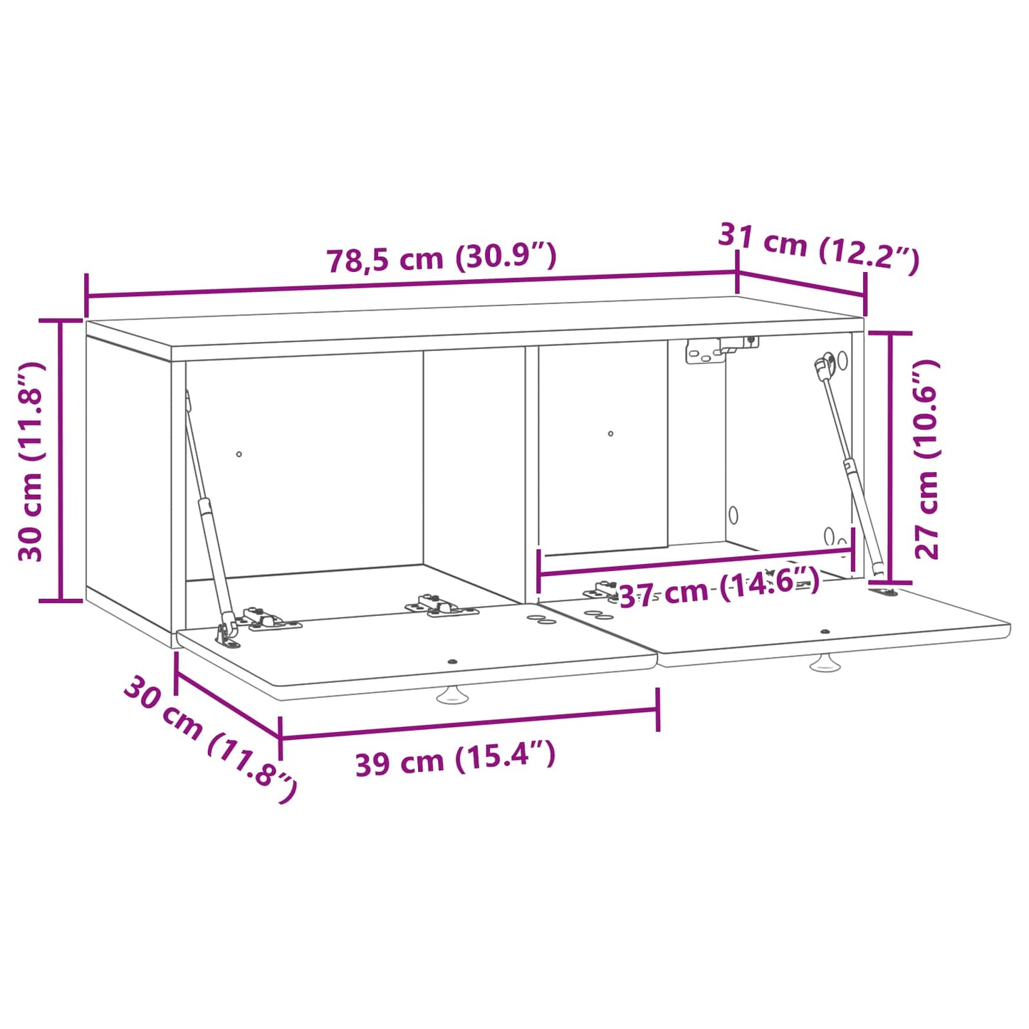 Nástěnná Tv Skříň 78,5 X 31 X 30 Cm Bílá S Vysokým Leskem