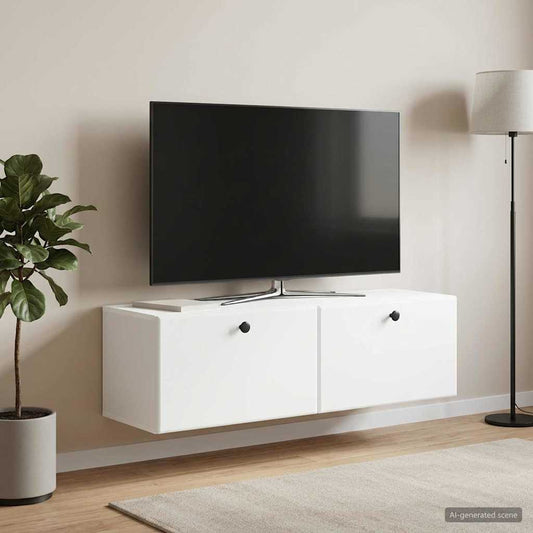 Nástěnná Tv Skříň 98 X 31 X 30 Cm Bílá Kompozitní Dřevo