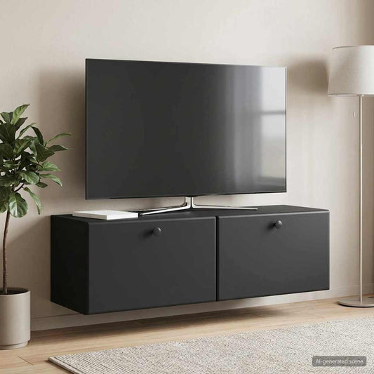 Nástěnná Tv Skříň 98 X 31 X 30 Cm Černá Kompozitní Dřevo