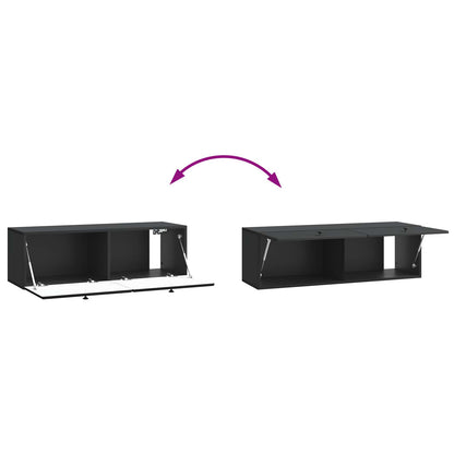 Nástěnná Tv Skříň 98 X 31 X 30 Cm Černá Kompozitní Dřevo