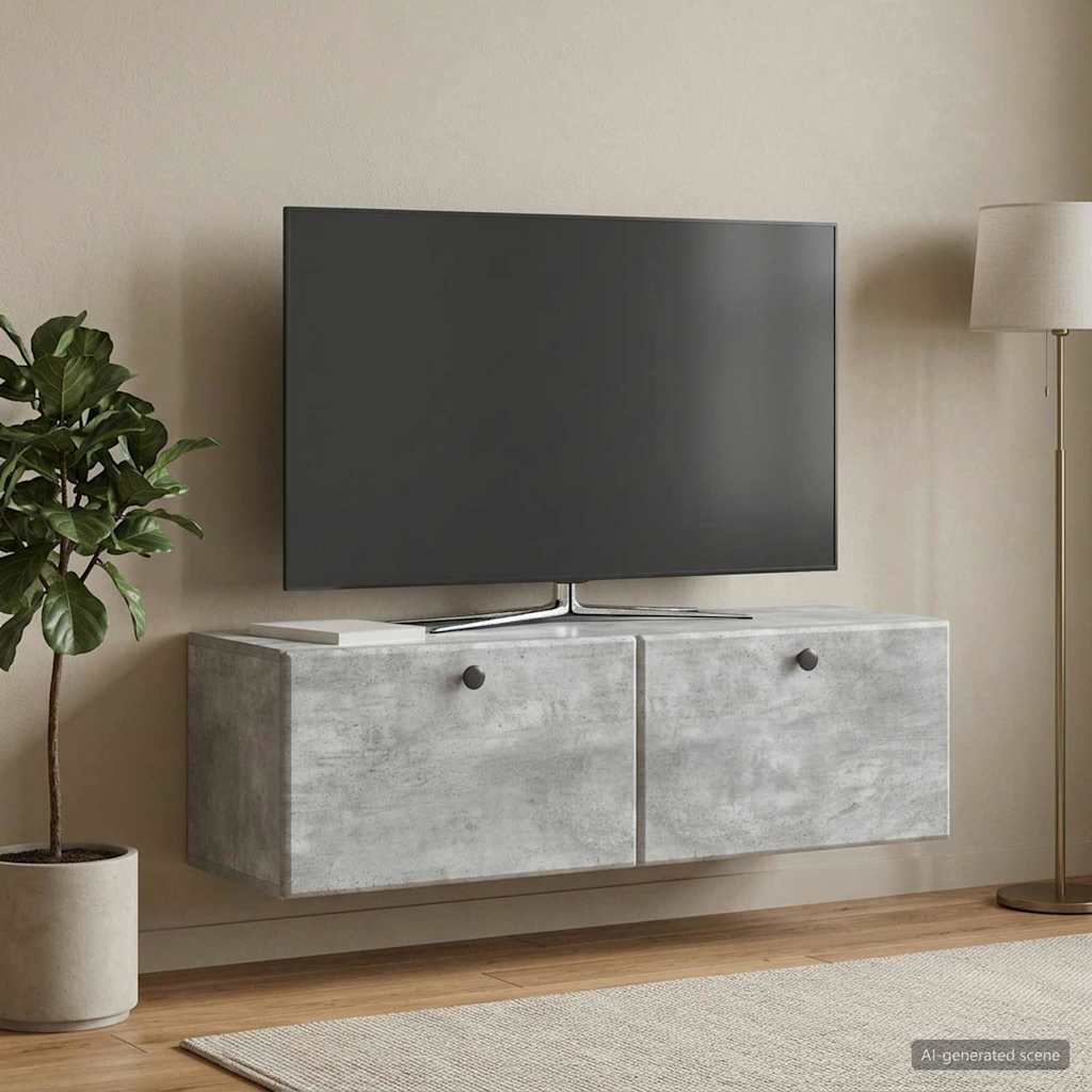 Nástěnná Tv Skříň 98 X 31 X 30 Cm Betonově Šedá
