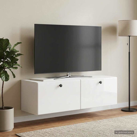 Nástěnná Tv Skříň 98 X 31 X 30 Cm Bílá S Vysokým Leskem
