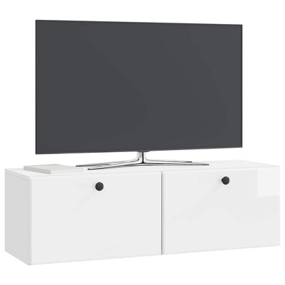 Nástěnná Tv Skříň 98 X 31 X 30 Cm Bílá S Vysokým Leskem