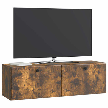 Nástěnná Tv Skříň 98 X 31 X 30 Cm Kouřový Dub Kompozitní Dřevo