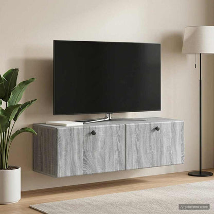 Nástěnná Tv Skříň 98 X 31 X 30 Cm Šedý Sonoma Kompozitní Dřevo