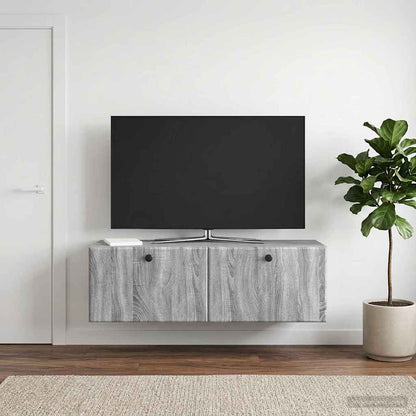 Nástěnná Tv Skříň 98 X 31 X 30 Cm Šedý Sonoma Kompozitní Dřevo