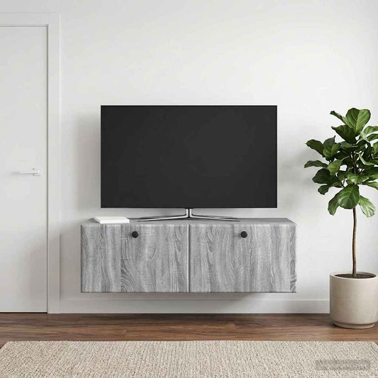 Nástěnná Tv Skříň 98 X 31 X 30 Cm Šedý Sonoma Kompozitní Dřevo