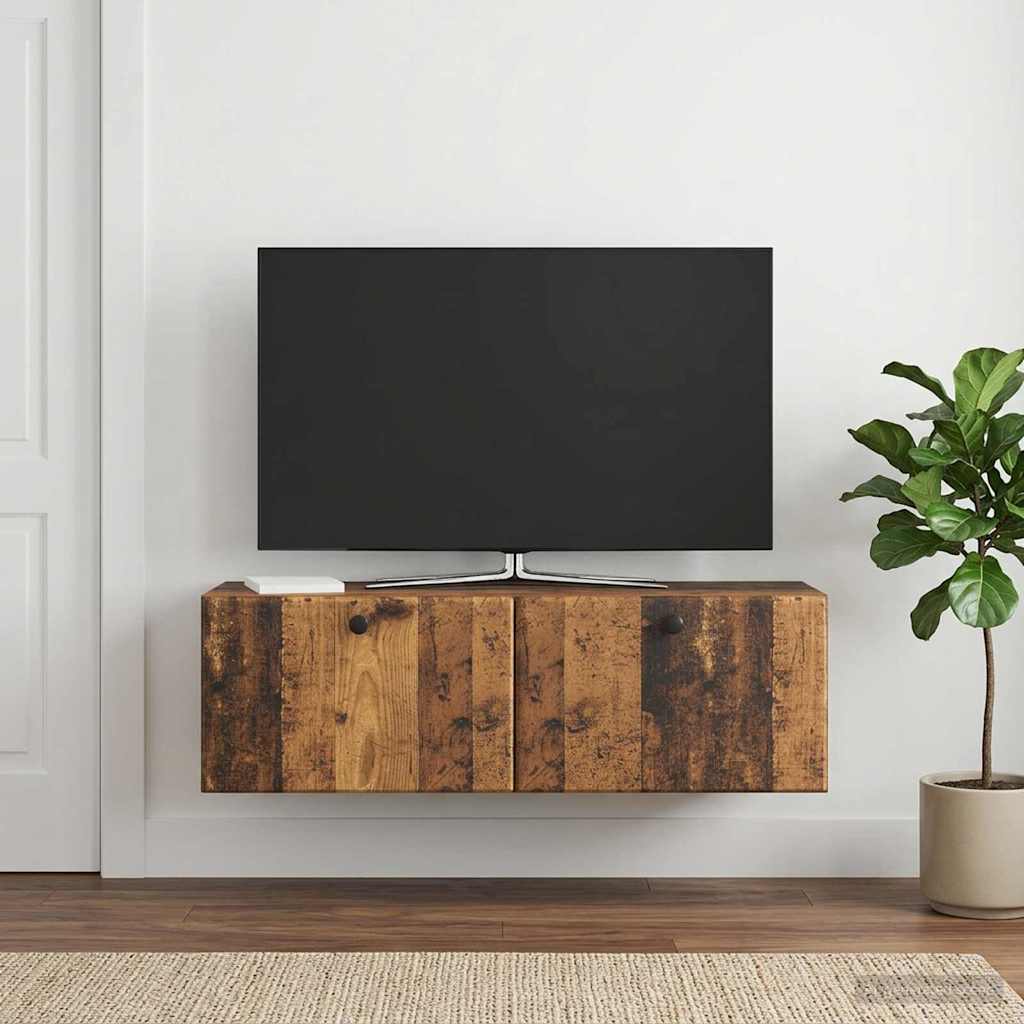 Nástěnná Tv Skříň 98 X 31 X 30 Cm Staré Dřevo Kompozitní Dřevo