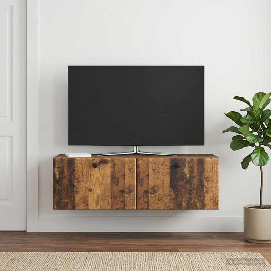 Nástěnná Tv Skříň 98 X 31 X 30 Cm Staré Dřevo Kompozitní Dřevo