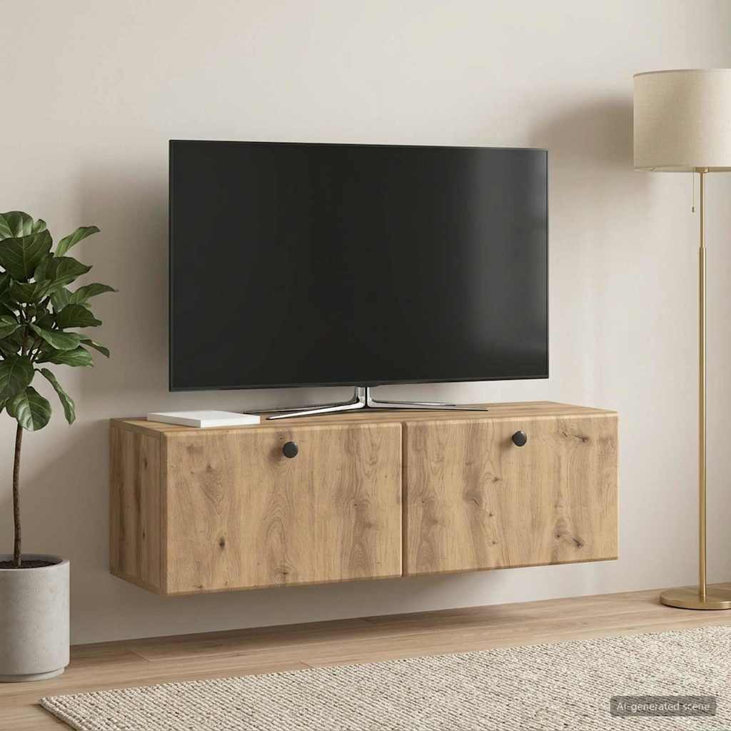 Nástěnná Tv Skříň 98 X 31 X 30 Cm Dub Artisan Kompozitní Dřevo